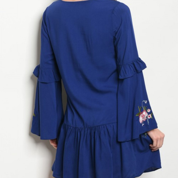 Blue Boho Tunic Dress - Picture 2 of 3